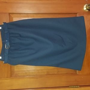 Vintage ALFRED DUNNER Navy Blue skirt with original belt SZ 8